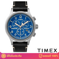 Timex TW4B12400 นาฬิกาข้อมือผู้ชาย สายหนัง สีดำ หน้าปัดสีน้ำเงิน