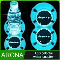 แผ่นไฟ Led หลากสีถ้วยน้ำเสื่อกรูฟ Selimut Mobil ถาดรองแก้วน้ำรถสำหรับ ARONA