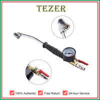 TEZER หัวฉีดสูบลมยางเร็ว,ใหม่พร้อมมาตรวัดความดันอากาศรถบรรทุกรถยนต์รถจักรยานยนต์จักรยานหัวเติมลมสองหัวเครื่องมือซ่อมแซมที่ปลอดภัยและมีประสิทธิภาพ