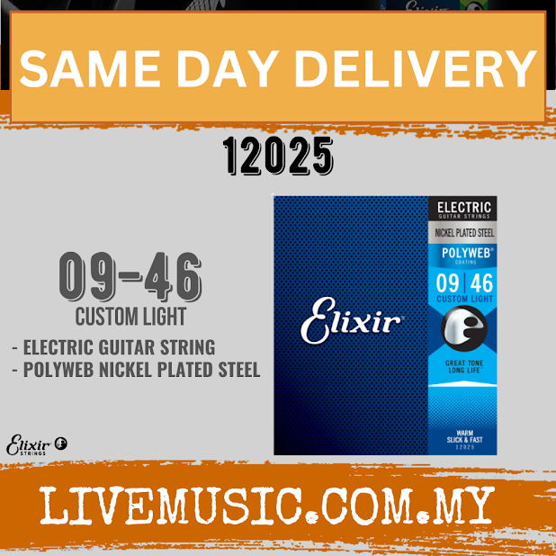 Elixir 12025 Polyweb Custom Light Electric Guitar Strings, 0946 Lazada