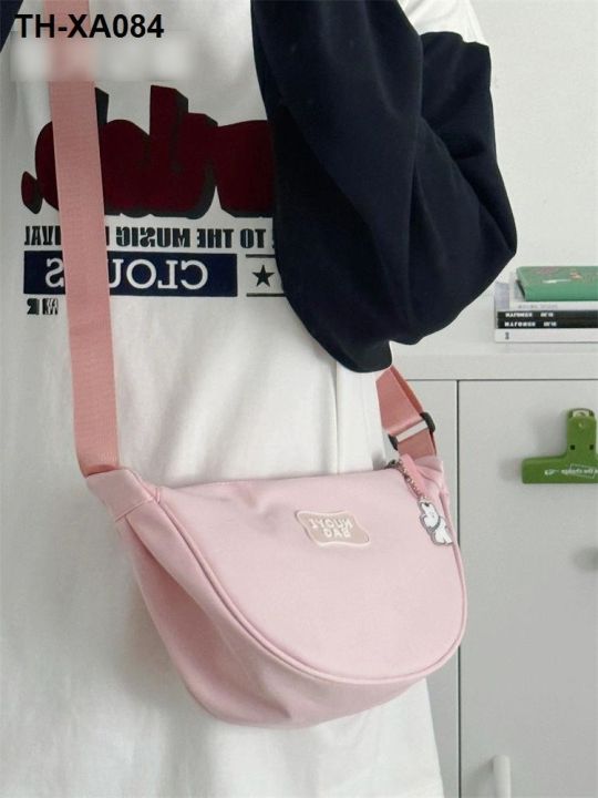 สีลูกกวาดญี่ปุ่นนุ่มสาวสาวถุงเกี๊ยวเวอร์ชั่นเกาหลีสีทึบที่เรียบง่ายกระเป๋าเล็กทุกการแข่งขันกระเป๋า-messenger-นักเรียนหญิง