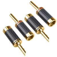 High Quality 8 Pcs Hifi BFA Gold plated banana plug Carbon fiber audio speaker cable banana connector