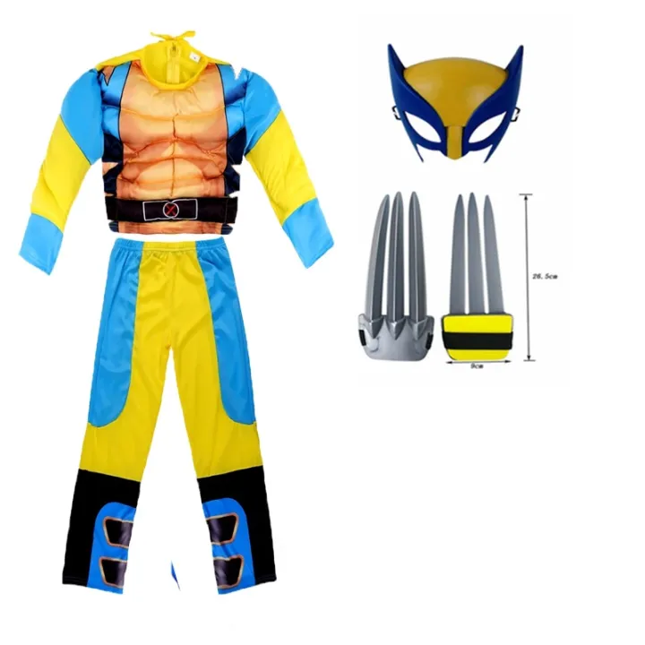 【hot】 4-12Y Child Wolverines Cosplay Costume Kids Superhero Halloween