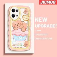 JIUMOO เคสสำหรับ OPPO Reno 7 4G Reno 8 4G F21 Pro ลายหมีน่ารักมาคารอนโคลอร์เวฟขอบ TPU ใสนุ่มเคสมือถือกันกระแทกเคสป้องกันการตกหล่นฝาครอบป้องกันซิลิกาเจล