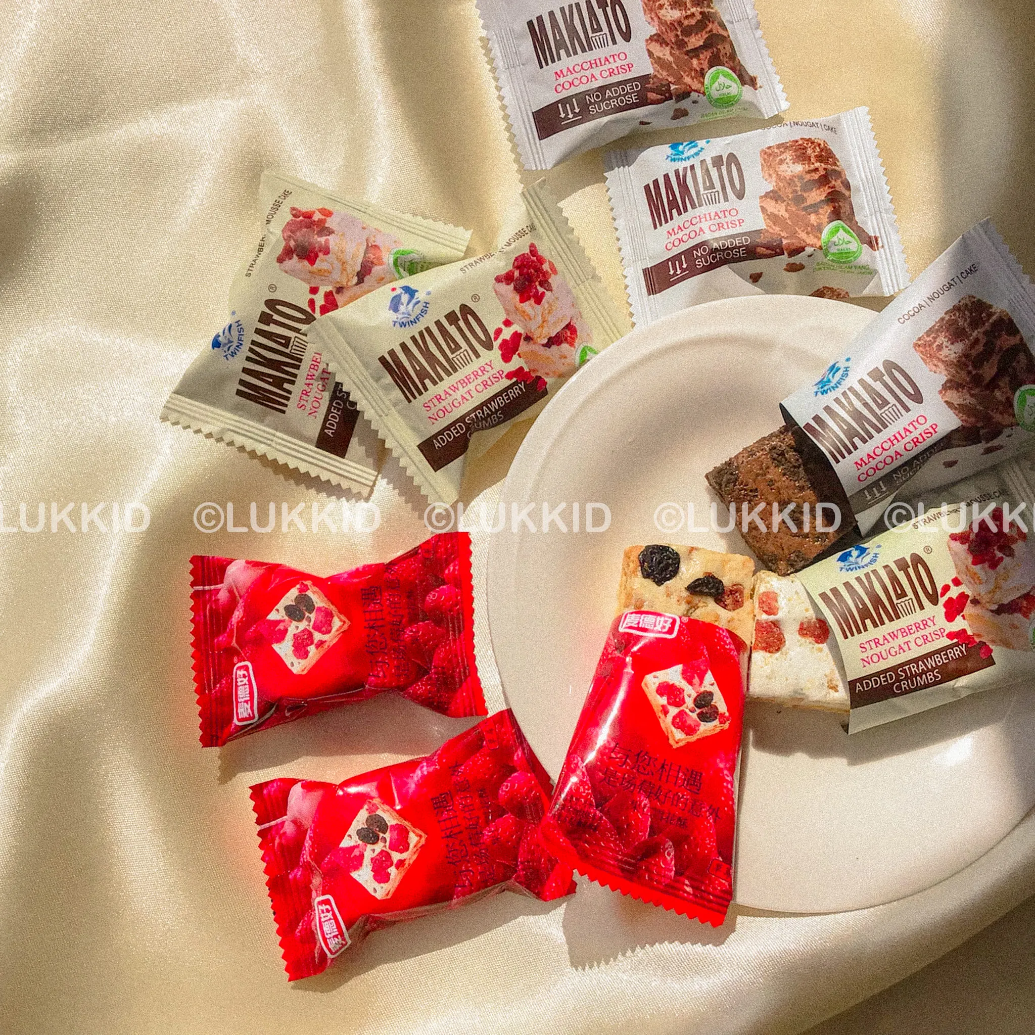 Twinfish/MaiDeHao: Makiato Macchiato Cocoa/Strawberry Crisp นูแก็ต ...