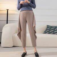 Miyake fold straight feet pants fall 2022 new high fashion leisure waist thin fan-shaped two pieces of haroun pants