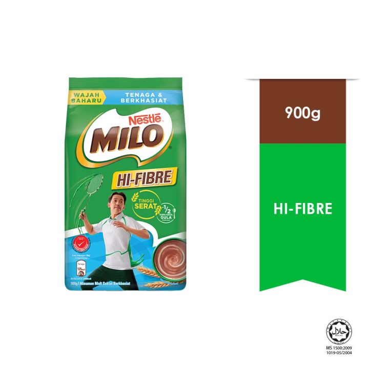 READY STOCK NESTLÉ MILO Hi Fibre Chocolate Malt Powder Softpack 900g Lazada