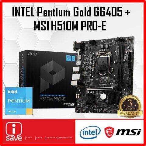 MSI H510M PRO-E H510 LGA1200 MOTHERBOARD + Intel 10TH GEN PENTIUM ...