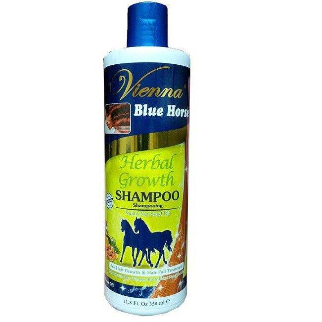 Vienna Shampoo Blue Horse Herbal Growth Original New Pack Shampo Kuda Penyubur Rambut 350 ml