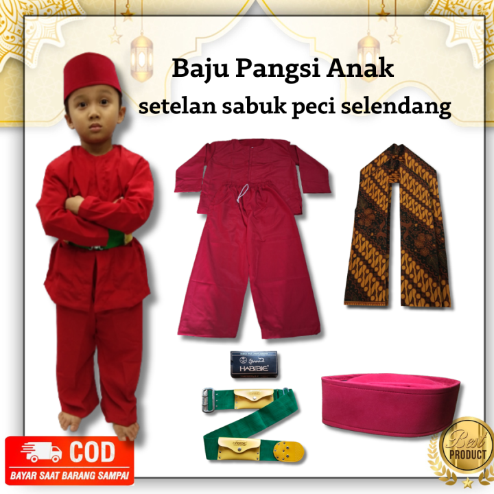 Baju pangsi anak setelan sabuk peci selendang baju pangsi anak sd laki