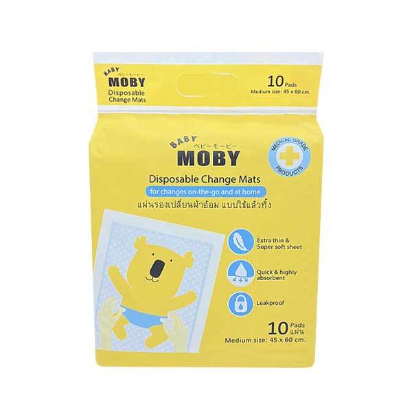 เบบี้-โมบี้-แผ่นรองเปลี่ยนผ้าอ้อม-แผ่นรองซับฉี่-แบบใช้แล้วทิ้ง-baby-moby-disposable-change-mats