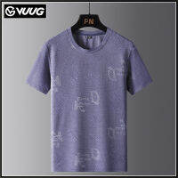 VUUG คุณภาพหรูหราเกรด Jacquard ใหม่น้ำแข็งรู้สึกรอบคอสั้น T แขนสั้นด้านบนหลวม