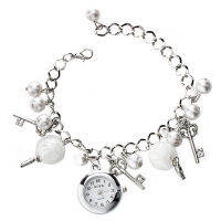 Fashionable Girls Womens Quartz Charms Pearl Bracelet Wristwatch Chain Hot