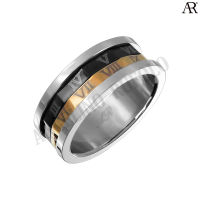 ANGELINO RUFOLO Ring ดีไซน์ Roman No. Roller แหวนผู้ชาย Stainless Steel 316L(สแตนเลสสตีล)คุณภาพเยี่ยม สีเงิน/ทอง/ดำ