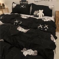 Black and white cartoon 4 times the wind on the double bed web celebrity sesame street single dormitory sheet bedding bag three-piece suit