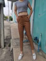 Pengsheng กางเกงขายาวของผู้หญิงขา9ส่วน ของมาใหม่ เอว25-30ใส่ได้