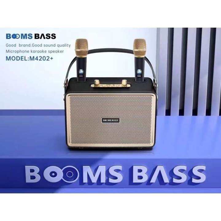 ลำโพงบลูทูธ-booms-bass-รุ่นm4202-เสียงดี-เบสหนัก-คุณภาพเสียงยอดเยี่ยม-แถมฟรีไมค์ลอย-2-ตัว