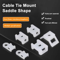 100Pcs Cable Tie Mount Base Plastic Fixed Seat Saddle Type Wire Holder USB Charging Data Line Winder HC-2 HC-4 Buckle Zip Ties Cable Management