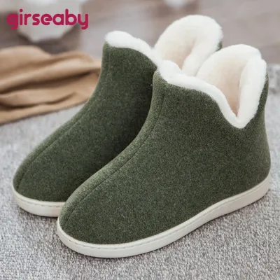 Girseaby Couples cute floor shoes uni home boots cotton warm womens winter boots female ankle boots for women feminina botas