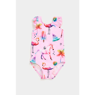 ชุดว่ายน้ำเด็กผู้หญิง Mothercare Pink Flamingo Swimsuit EA182