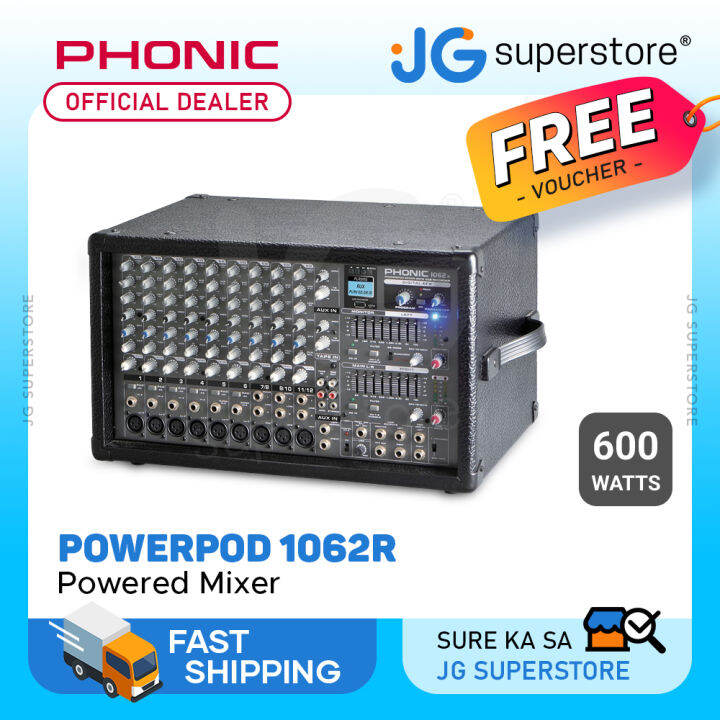 Phonic POWERPOD 1062R 600W 10Channel Powered Mixer with DFX, USB