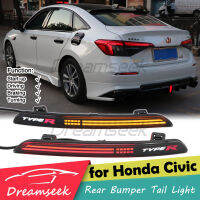 ไฟเส้น LED กันชนหลังสำหรับ Honda Civic ปี2022 2023,ไฟสัญญาณเบรกแบบไดนามิกพร้อมไฟแสดงสถานะสัญญาณเลี้ยวเลนส์ทำควัน