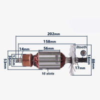 เครื่องตัดเหล็ก AC220-240V อุปกรณ์เสริมสำหรับ Hitachi CC14SA 355 CC14 8-Tooth Armature Rotor Replacement