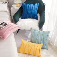 MACT Striped Velvet Throw Pillow Covers Solid Color Cushion Case Decorate Sofa Home Party Soft Square Pillowcase 40x60/45x45Size