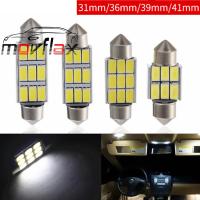 MovFlax 2ชิ้นไฟเก๋งรถ C5W 12โวลต์ SMD5630การอ่านรูปทรงกลมโคมไฟป้ายทะเบียน Bulb31mm/36มิลลิเมตร/39มิลลิเมตร/41มิลลิเมตร