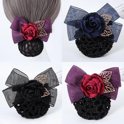 Korean version of professional head flower hotel bank nurse flower hair net bow hair clip net bag exquisite jewelry