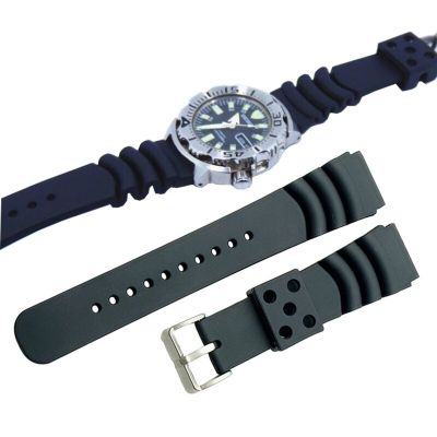 ชุดเครื่องมือสำหรับดำน้ำ18 20 22 24มม. สายนาฬิกาข้อมือสีดำสายรัดข้อมือซิลิโคนแนวสปอร์ตสายรัดข้อมือสปริงชุดเครื่องมือสำหรับนาฬิกา Seiko