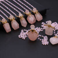 Natural Rose Crystal Pink ขวดน้ำหอมเปิดได้ Ball Shape Essential Oil Pendant Perfume Jewelry Women Vial Necklace-GONGXI