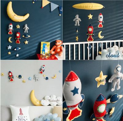 Clouds Astronaut Baby Room Handmade DIY Handmade Fabric Wall Decoration Pendant Christmas Kids Room Wall Decorations Felt Decor