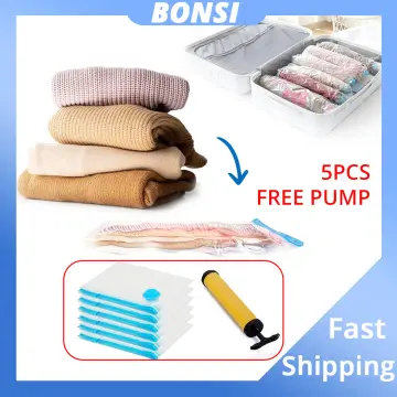 5Pcs Space Saver Vacuum Storage Bags, Hand Rolled Dust Proof Compression  Bags for Travel, Travel Space Saver Bag, Vacuum Sealer Bags for Clothes
