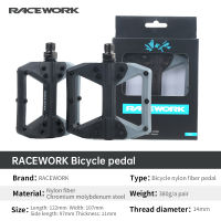 ใหม่ RACEWORK ไนล่อนเหยียบจักรยานภูเขาจักรยานเบาซีลแบริ่งเหยียบถนน MTB เหยียบแบนแพลตฟอร์มอุปกรณ์จักรยาน