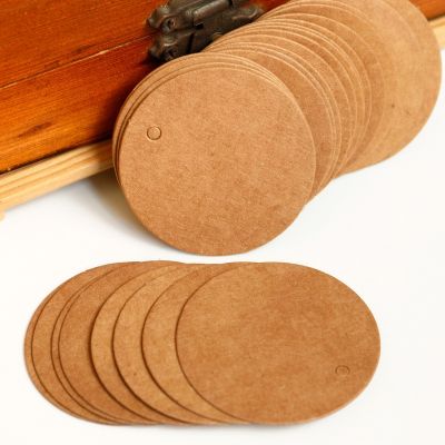 100pcs Round Kraft Paper Tag Blank DIY 3cm 3.5cm 4cm 4.5cm Handmade Sewing Tag Price Label Cards Wedding Party Decoration Tag