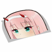 13X13CM Exterior Accessories Cartoon Car Sticker for Darling In The Franxx Zero Two Peeker Big Head Anime Decal