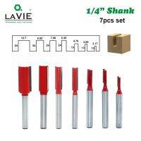 【✆New✆】 moupianzh0703669 La Vie 7Pcs 1/4นิ้ว6.35มม.เดี่ยวใบมีดคู่ดอกสว่านตรง Router Bit ตัดกัดสำหรับไม้เครื่องมือตัด Mc01012