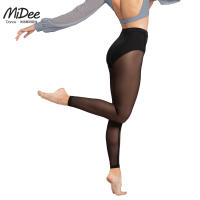 MiDee Black Long Pants Adult Women Mesh Leggings Plus Modern Ballet Dance Tights Competition Bottoms Wear for Girls Gymnastics