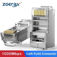 ﹍ ZoeRax Cat6 RJ45 Connector 8P8C Modular Ethernet Cable Head Plug Gold-plated Cat 6 Crimp Network RJ 45 Crimper Connector