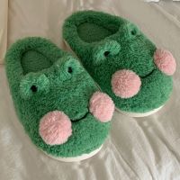 【cw】 Cartoon Frog Cotton Slippers 2022 Student Anti Warm for Household Shoes New