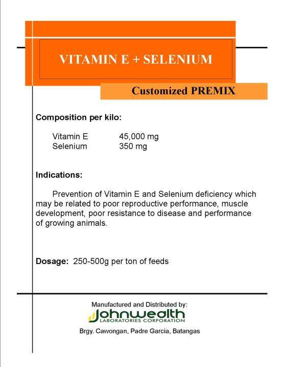 STIMULATES THE REPRODUCTIVE FUNCTION OF ANIMALS VITAMIN E + SELENIUM