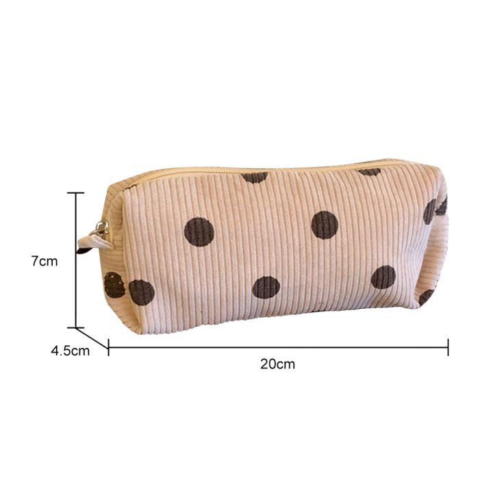 fast-delivery-corduroy-storage-bag-polka-dots-print-vintage-organizer-clutch-bags-autumn-winter-portable-soft-casual-for-weekend-vacation