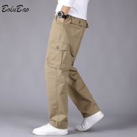 【YY】BOLUBAO Mens Autumn New Cargo Trousers Casual Fashion Straight Multi-Pocket Pants Solid Color Sports Trousers Men Four Seasons