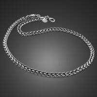 【cc】☂  Fashion 925 Sterling Necklace 3.5mm 20-24 inch Braided Horsewhip Chain Men   Boy Jewelry