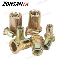 ∈ ZONSANTA Rivet Nuts M3 M4 M6 M8 M10 M12 Flat Head Carbon steel Nutser Set Perforated Nut Threaded Insert Riveting Dropping