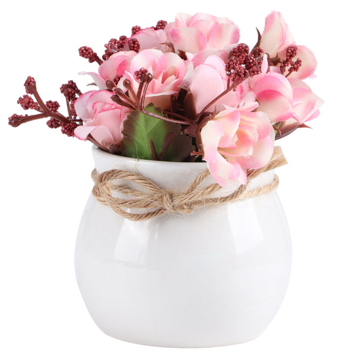 Fvbr Flores Artificiais Buquê De Flores De Seda Simulação Rosa Vaso Com  Vaso De Decoração Para Casa | Lazada.vn