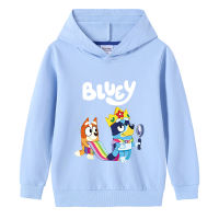 Blueys การ์ตูนเสื้อกันหนาวหมวกกับกระเป๋าสำหรับเด็กหนุ่มๆสาวๆเกาหลีผ้าฝ้าย100% เสื้อผ้าเด็กฤดูใบไม้ผลิฤดูใบไม้ร่วงเด็กเสื้อยืดแขนยาว