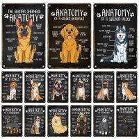 Cute Dog Anatomy Pet Metal Signage Tin Painting Vintage Dog Poster Guide Plaque Home Store Pet Shop Wall Art Decor Mural Aesthet