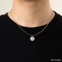 【DT】hot！ KunJoe Minimalism Round Sequin Pendant Necklace for Men Punk Color Thin Snake Chain Choker Jewelry